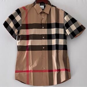 Burberry Check Short Sleeve Shirt in Archive Beige